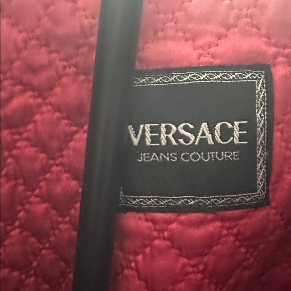 Versace Fuchsia Hooded Pea Coat with Gold Studs - Picture 5 of 5